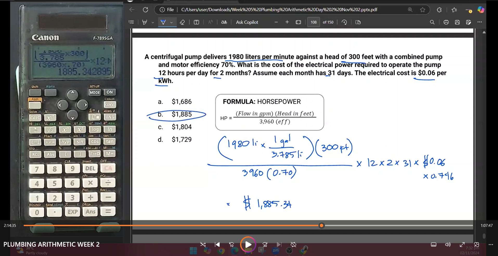 <p>b. $ 1,885</p>