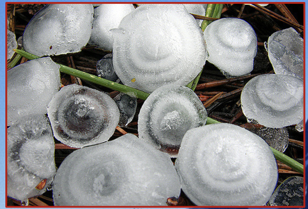 The ball oof ice eventually becomes heavy enough to fall to the surface

\
hail stones are measured against everyday objects 

* Hail the size of basketballs killed 25 people

\
image:

* China (2002)