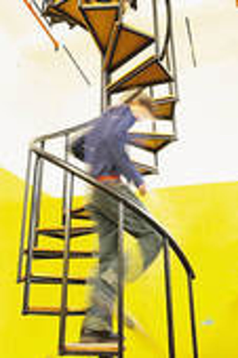 <p>to descend from</p>