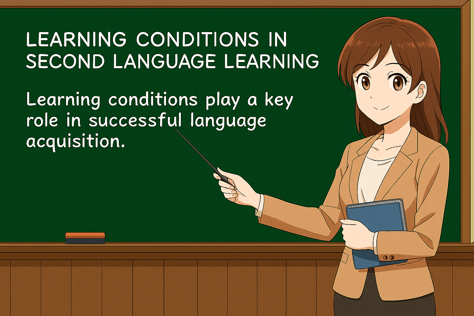 <ul><li><p>Naturalistic settings: rich, varied input; more opportunities for interaction.</p></li><li><p>Classroom settings: structured input, explicit instruction, limited exposure.</p></li><li><p>Modified input (teacher talk, foreigner talk) supports comprehension.</p></li></ul><p></p>