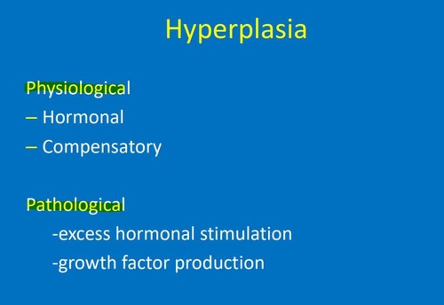 <p>1) Hormonal (increase in breast gland for lactation)</p><p>2) Bone marrow produces erythrocytes in response to hypoxia</p>