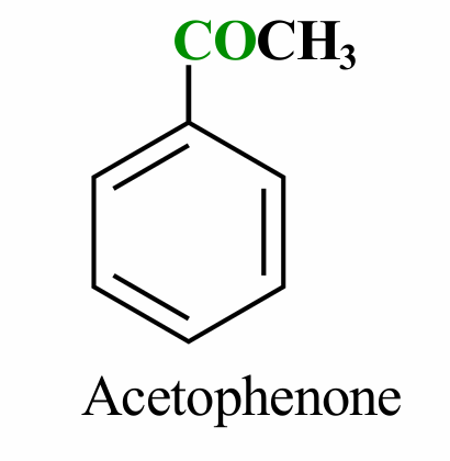 <p>Acetophenone (C<sub>6</sub>H<sub>5</sub>)-COCH<sub>3</sub></p>