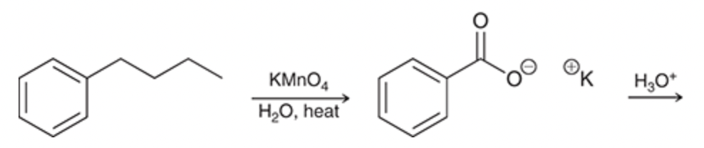 <p>1) KMnO4, H2O, heat 2)H3O+</p>