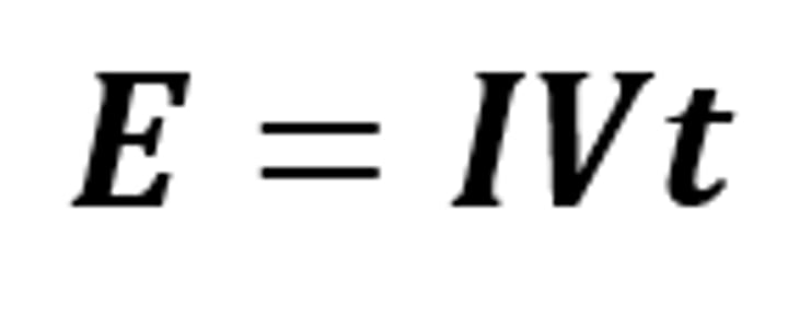 <p>The equation linking energy transferred, current, potential difference and time</p>