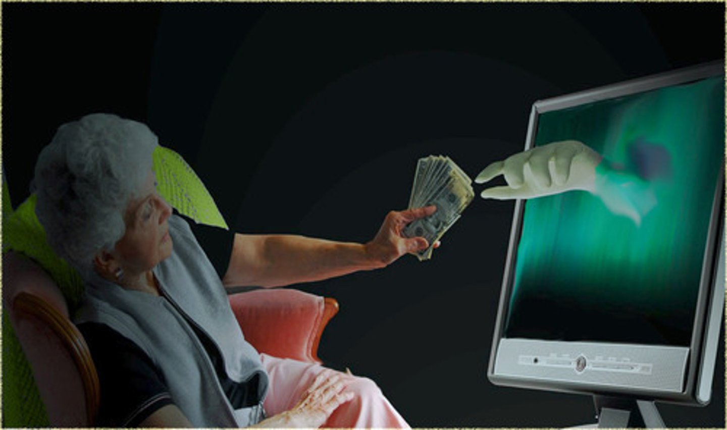<p>(n) the crime of getting money by deceiving people (lừa đảo)</p>