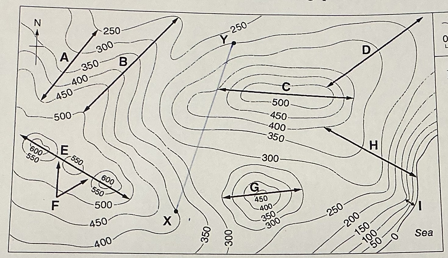 <p>What relief feature is A</p>