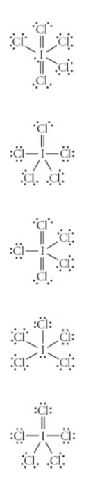 <p>Choose the best lewis structure for ICl<sub>5</sub></p>