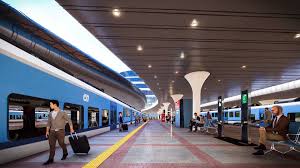 <p>A place where trains stop to pick up or drop off passengers.</p><p>"We waited at the <strong>railway station</strong> for the train to arrive."</p>