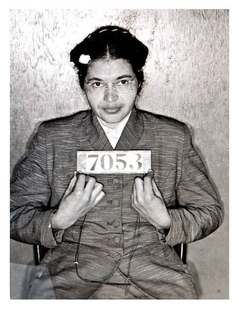 <p>United States civil rights leader who refused to give up her seat on a bus to a white man in Montgomery (Alabama) and so triggered the national civil rights movement</p>