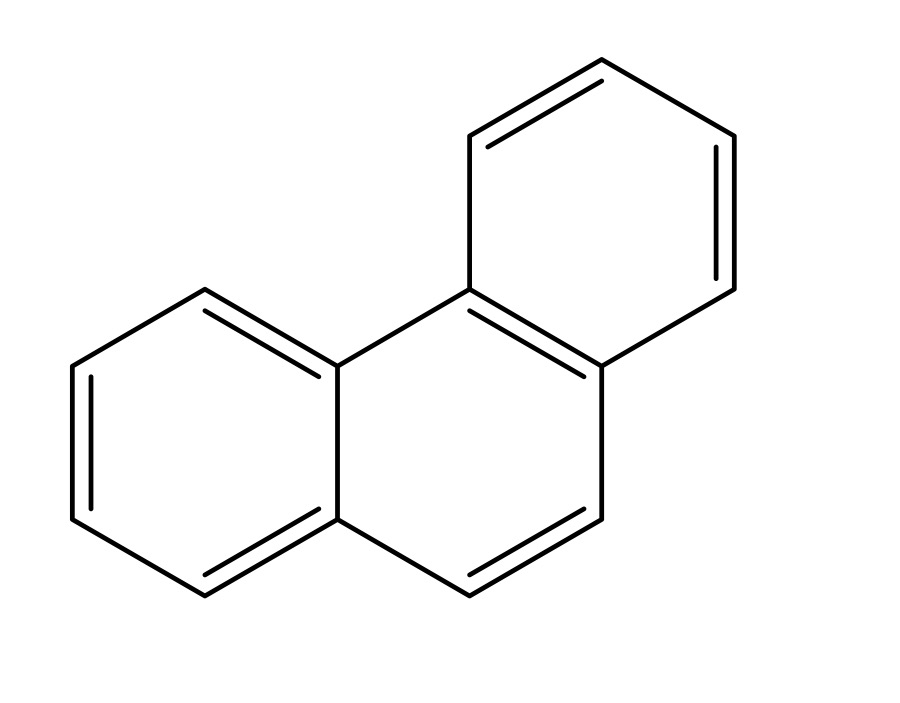 <p>Polycyclischer Aromat (angewinkelte 3 Benzenringe)</p>