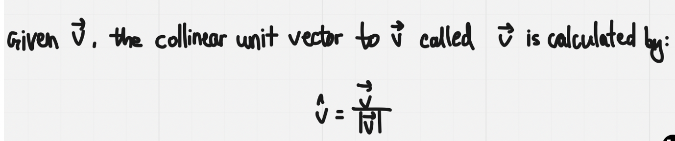 Has a magnitude of 1 (units)

Is a scalar multiple of the original vector (collinear)
