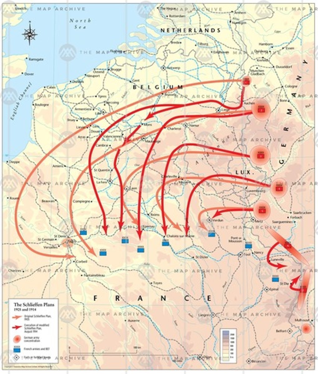 <p>Duits militair plan om Frankrijk snel te verslaan via een inval door België om een tweefrontenoorlog te vermijden.</p><p>→ binnen 6 weken</p>