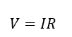 <p>V = voltage </p><p>I = current (A) </p><p>R = resistance ( <span style="font-family: &quot;Times New Roman&quot;, serif">Ω ≡ V A<sup>−1</sup></span></p><p></p>