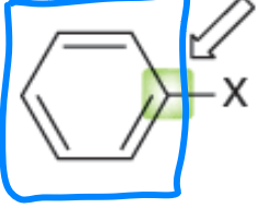 <p>an aromatic ring connected to a halogen </p>
