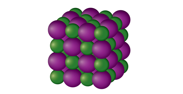 <p>Which solid is represented by the particles?</p>
