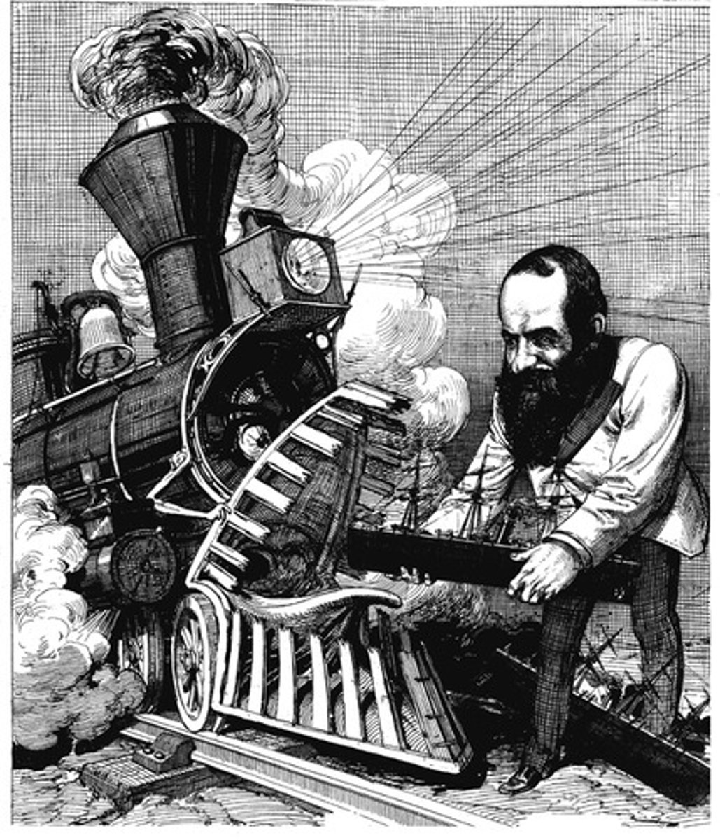 <p>United States financier who gained control of the Erie Canal and who caused a financial panic in 1869 when he attempted to corner the gold market (1836-1892)</p>