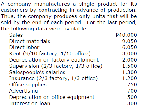 <p>The gross profit margin percentage (rounded) was</p><p>a. 34%    c. 44%</p><p>b. 41%    d. 46%</p>