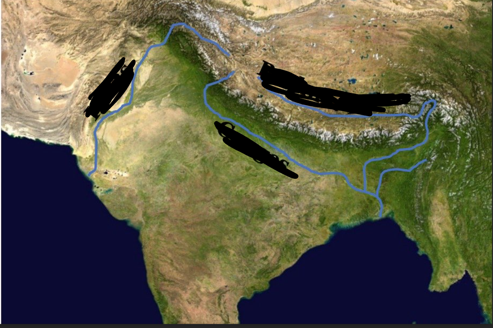 <p>3 main rivers in India?</p>