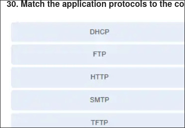 <p>Match application protocols to transport protocols.(TCP en UDP</p>