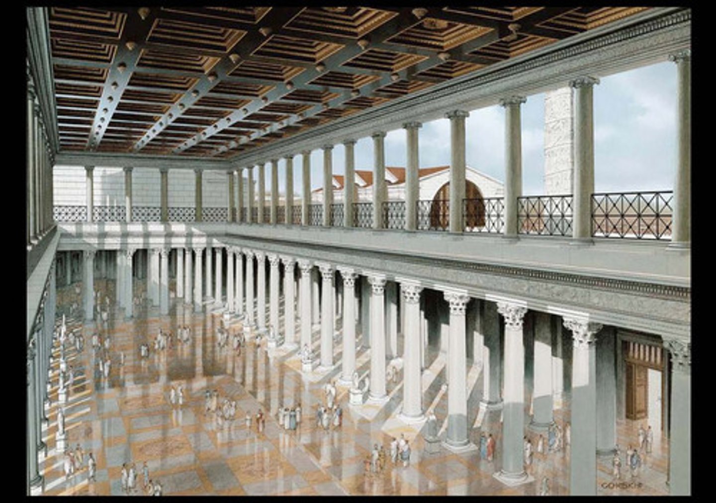 <p>example of a civic basilica, for law courts and administration</p>