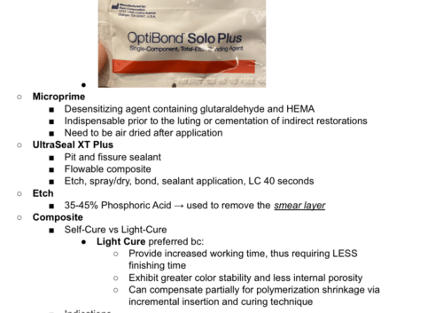 <p>35-45% Phosphoric Acid → used to remove the smear layer</p>