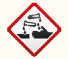 <p>Substances with this symbol can cause chemical burns to face eyes or other material</p>