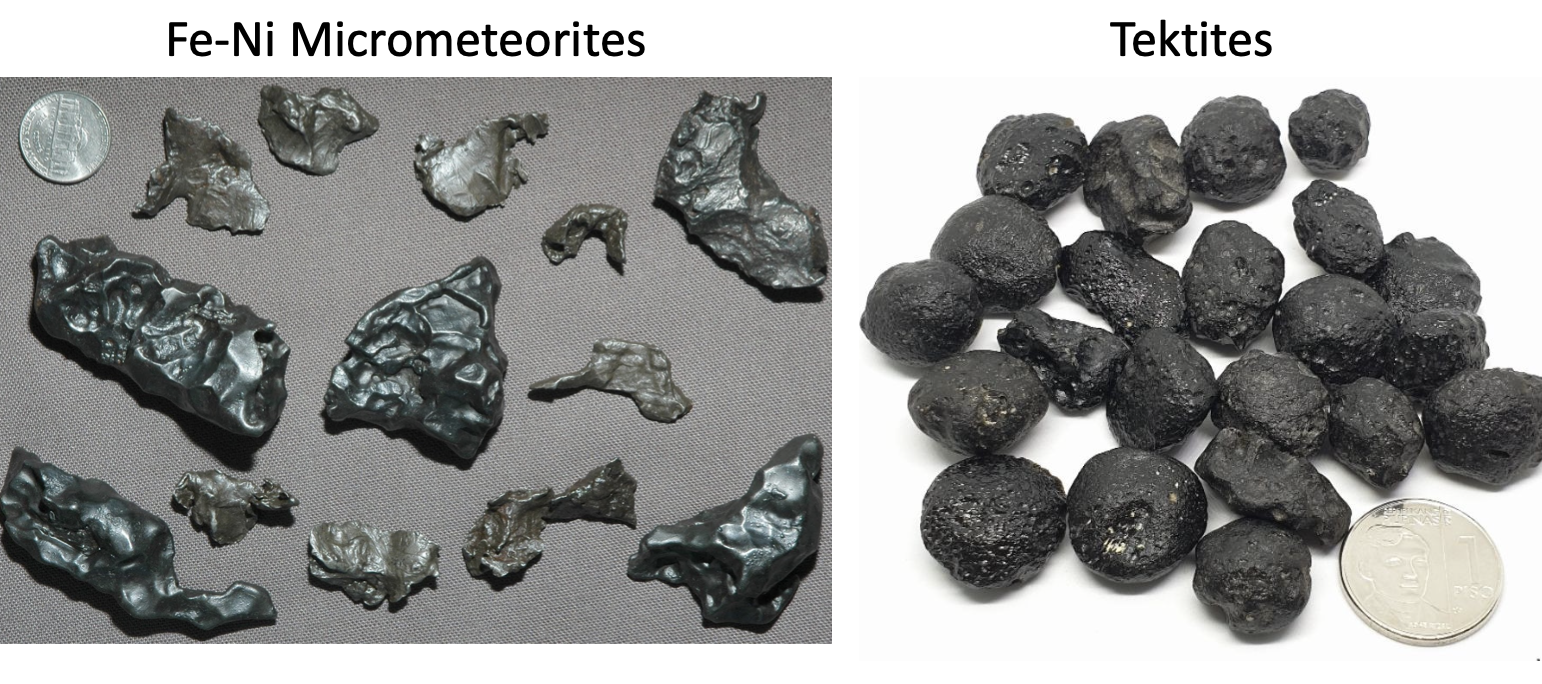 Microscopic spherules and meteorite debris from outer space

* Make up 10-30% of seafloor sediment!