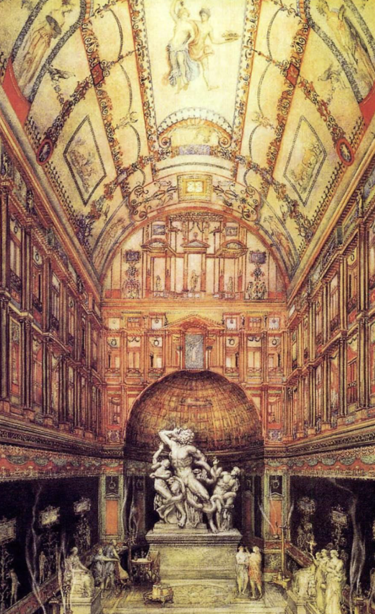 <p>after the great fire</p><ul><li><p><strong>Purpose</strong>: It was Nero’s private residence, designed to showcase his wealth, power, and artistic taste.</p></li><li><p><strong>Design &amp; Features</strong>:</p><ul><li><p>Extremely <strong>large and luxurious</strong>, covering parts of the Palatine Hill.</p></li><li><p>Featured <strong>grand halls, gardens, artificial lakes, and fountains</strong>.</p></li><li><p>Famous for its <strong>innovative architecture</strong>, including <strong>octagonal rooms</strong> and <strong>rotating ceilings</strong>.</p></li><li><p>Walls and ceilings decorated with <strong>frescoes, mosaics, and stucco reliefs</strong>, often with gold accents.</p></li></ul></li><li><p><strong>Style &amp; Significance</strong>:</p><ul><li><p>Combined Roman engineering with artistic luxury.</p></li><li><p>Influenced later Roman architecture, especially the use of <strong>concrete vaults</strong> and <strong>decorative frescoes</strong>.</p></li></ul></li><li><p><strong>Legacy</strong>: After Nero’s death, much of the Domus Aurea was buried and replaced with public buildings, but its remains show the extravagance of imperial Rome.</p></li></ul><p></p>