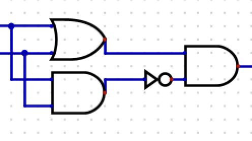 <p>XOR (Exclusive OR)</p><p>(A + B) * (AB)’</p>