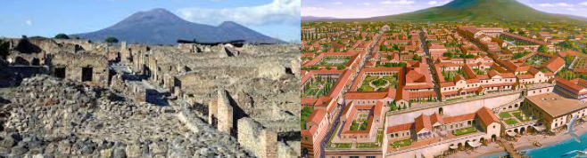<ul><li><p>Roman Arts</p></li><li><p>Notable Roman Architecture</p></li><li><p>The sophisticated ___ frozen in time. </p></li><li><p>Destroyed by the explosion of mount Visuvius 79AD which buried all Grand public buildings included an impressive forum and an amphitheatere , lavish villas and all kinds of houses, dating back to the 4th century BCE Actual ruins of the city of Pompeii and digitally restored illustration.</p></li></ul><p></p>