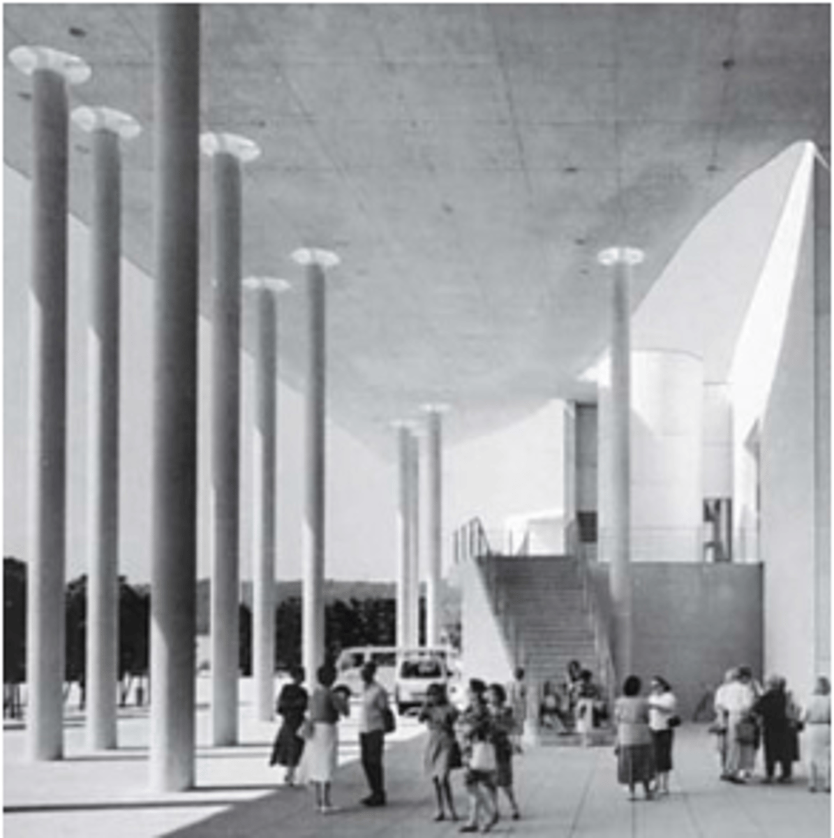 <p>BETON</p><p>- betonnen kolommen (hoe hoger hoe dikker)</p>