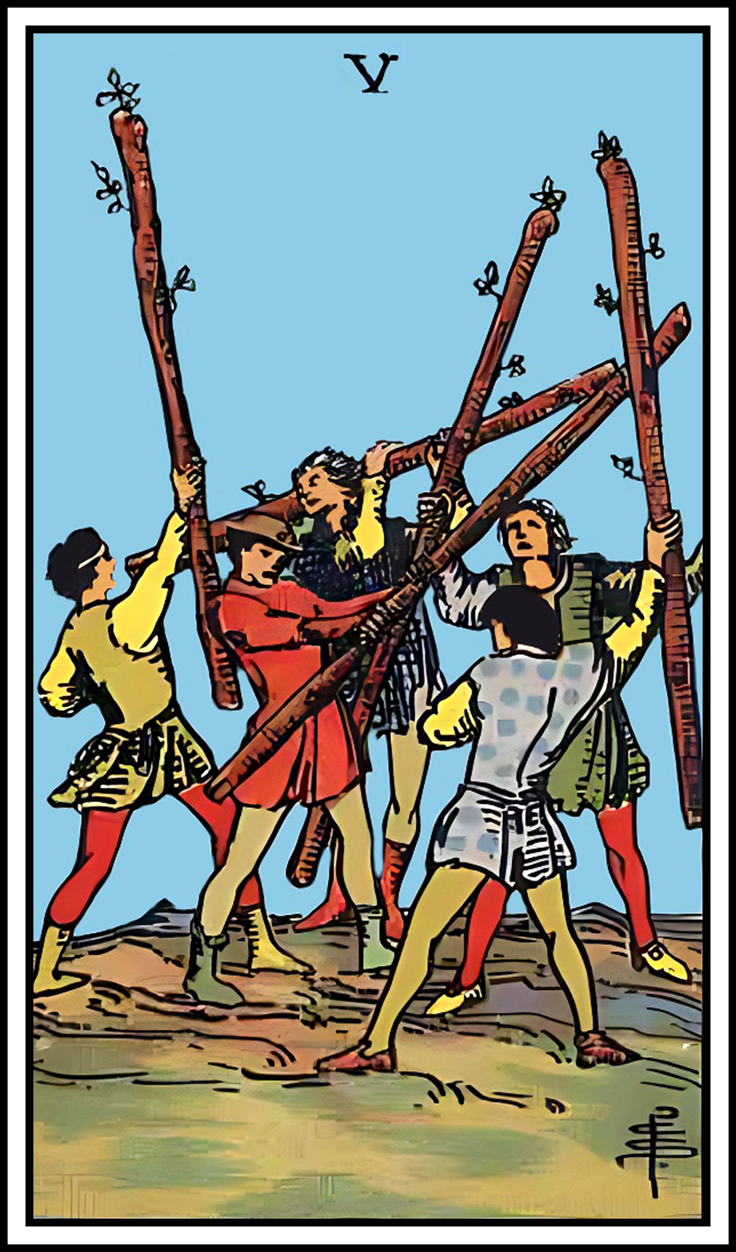 <p>5 of wands</p>