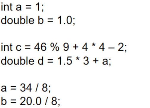 <p>What are the values assigned to each variable after the following code is executed?</p>