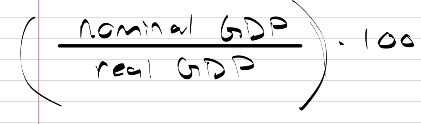 <p>A measure of price inflation in the economy, calculated as the ratio of nominal GDP to real GDP.</p>