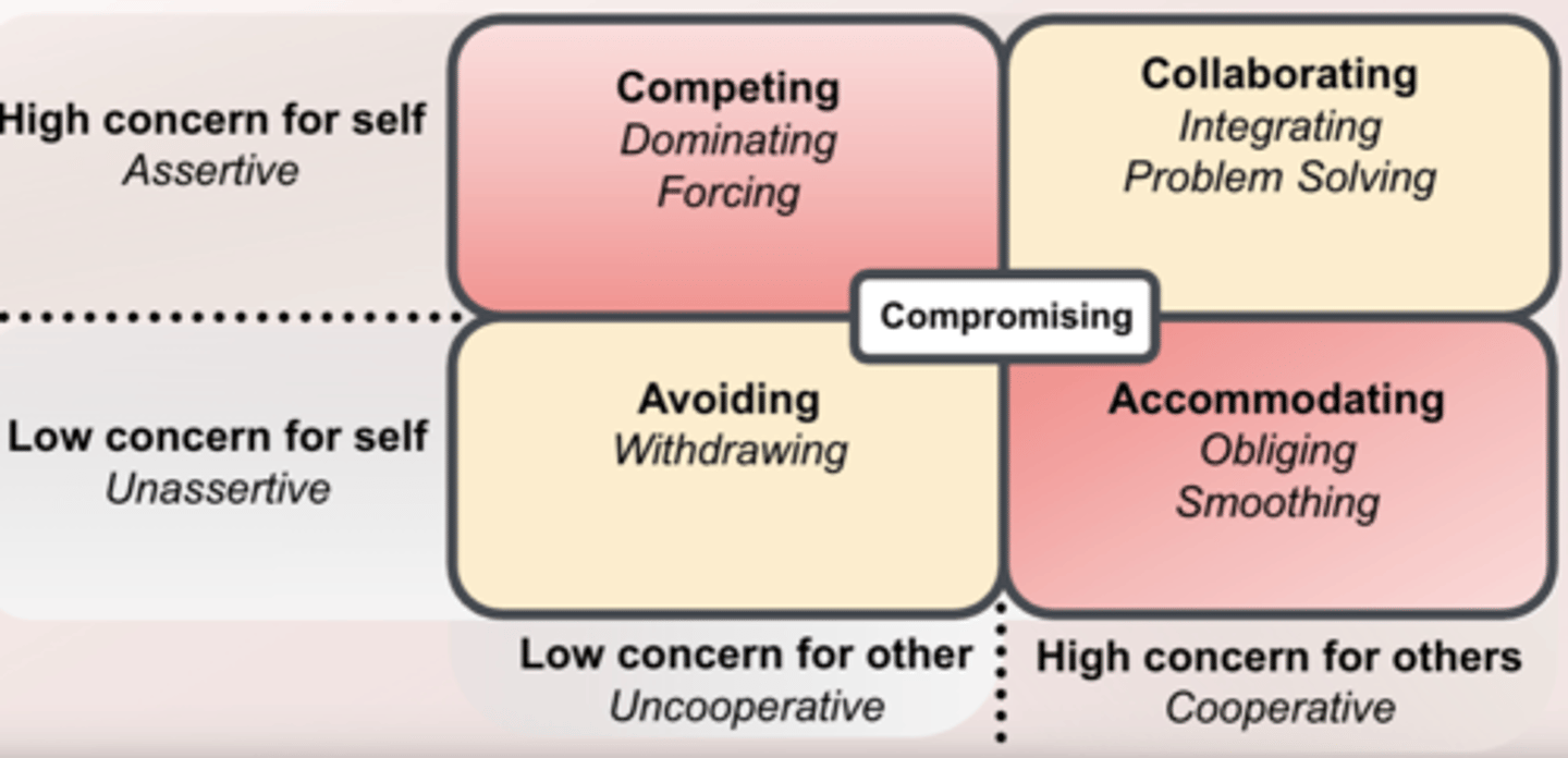 <p>- Assertive and cooperative</p><p>- initiate communication to find mutually acceptable solutions</p>
