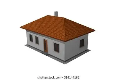 <p>a roof where the sloping ends and sides meet at a ridge</p>