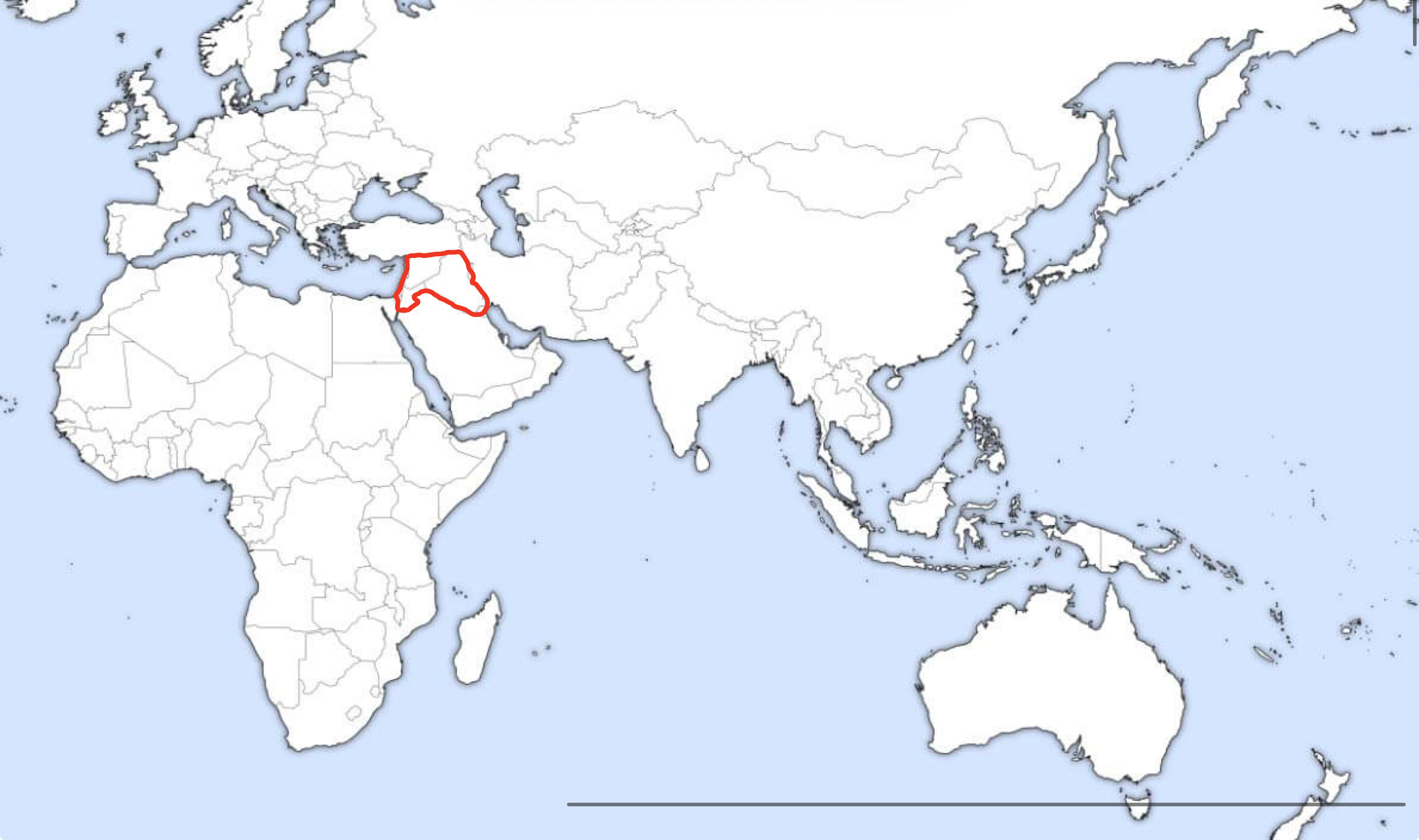 <p>A crescent-shape over Saudi Arabia</p>