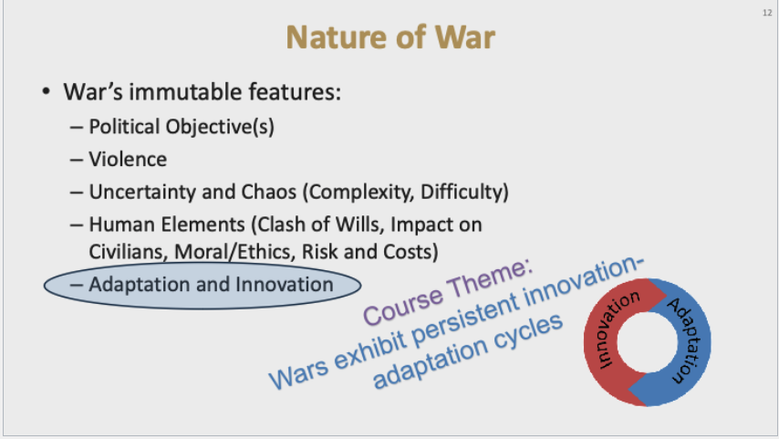 <p>The inherent qualities and fundamental aspects of war.</p>