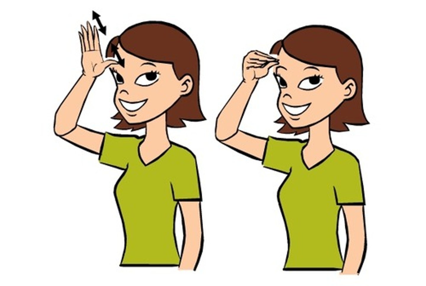 <p>Grab an imaginary baseball cap on your forehead.</p>