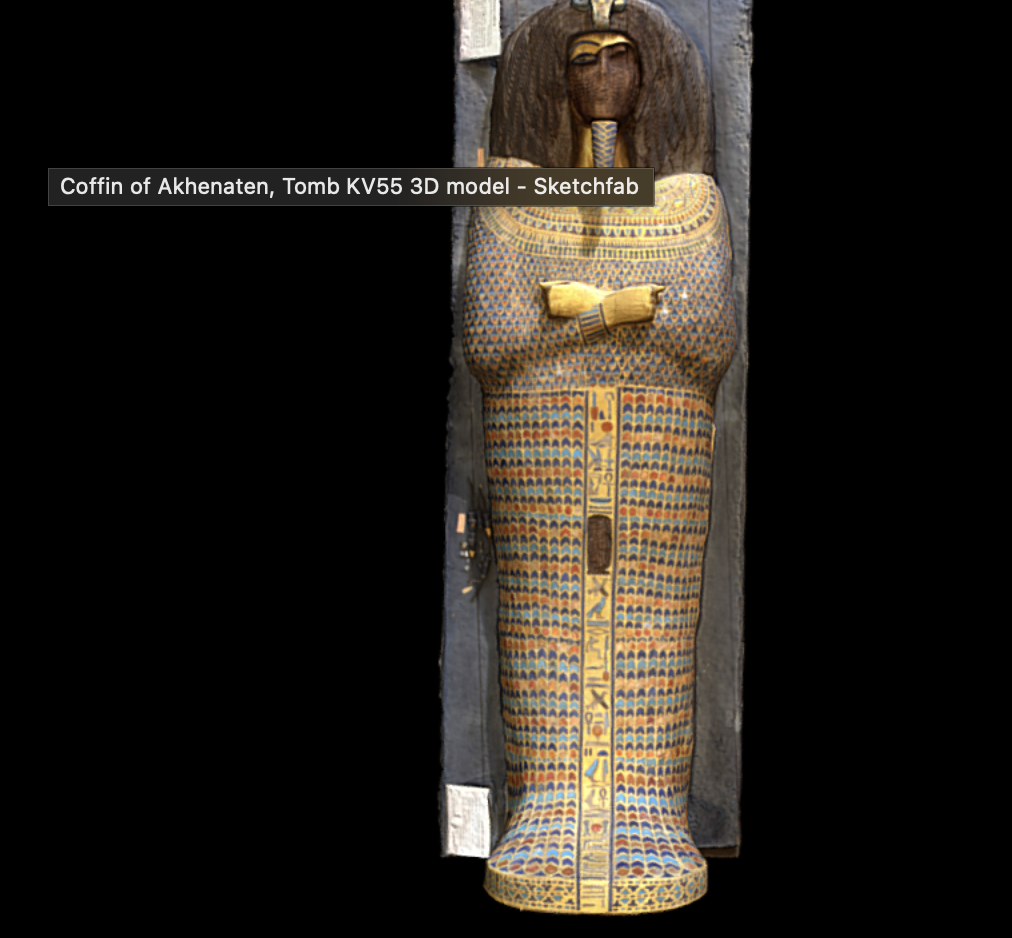 <p><span><span>Coffin of the Pharaoh Akenaten </span></span></p><p><span><span>in the Egyptian Museum, Cairo, Egypt</span></span></p><p><span><span>found in a tomb in the Valley of the Kings</span></span></p><p><span><span>18th dynasty </span></span></p><p><span><span>someone removed the pharaoh’s name from the coffin because they believed he was a heretic </span></span></p><p></p>