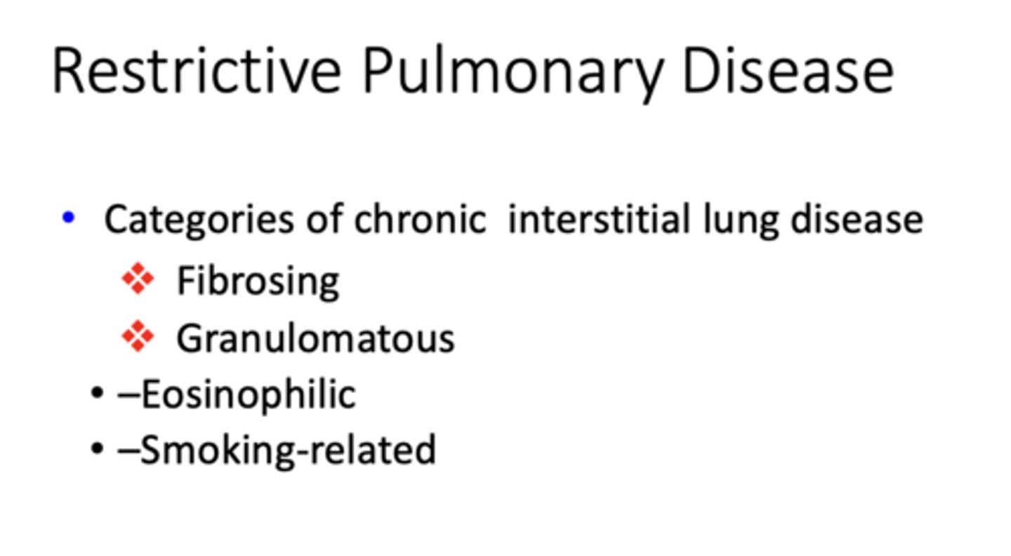 <p>- Fibrosing</p><p>- Granulomatous</p><p>- Eosinophilic</p><p>- Smoking-related</p>