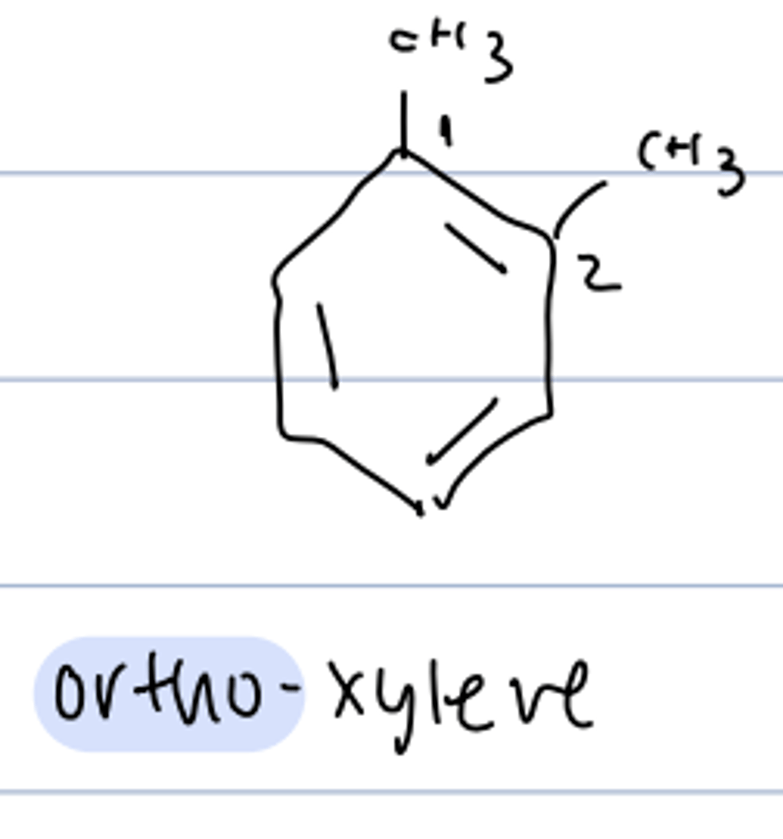 <p>1,2-dimethylbenzene</p>