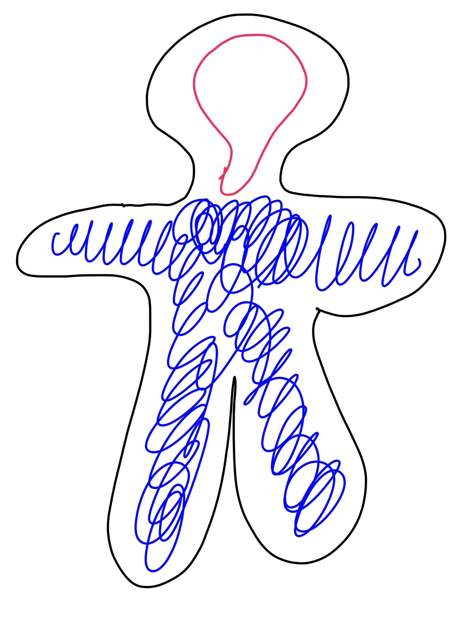 <p>what is the blue on the man and what does it do</p>