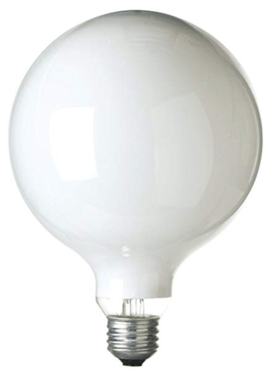 <p>A globe - shaped bulb for incandescent lamps, having a low brightness for exposed use.</p>
