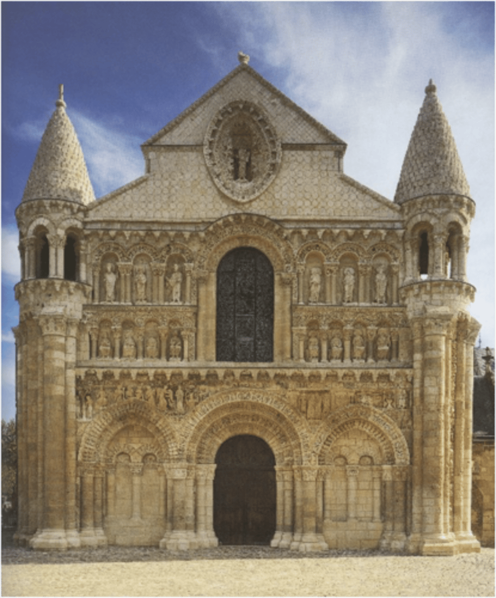 <p>integrating Romanesque and early Gothic elements</p>