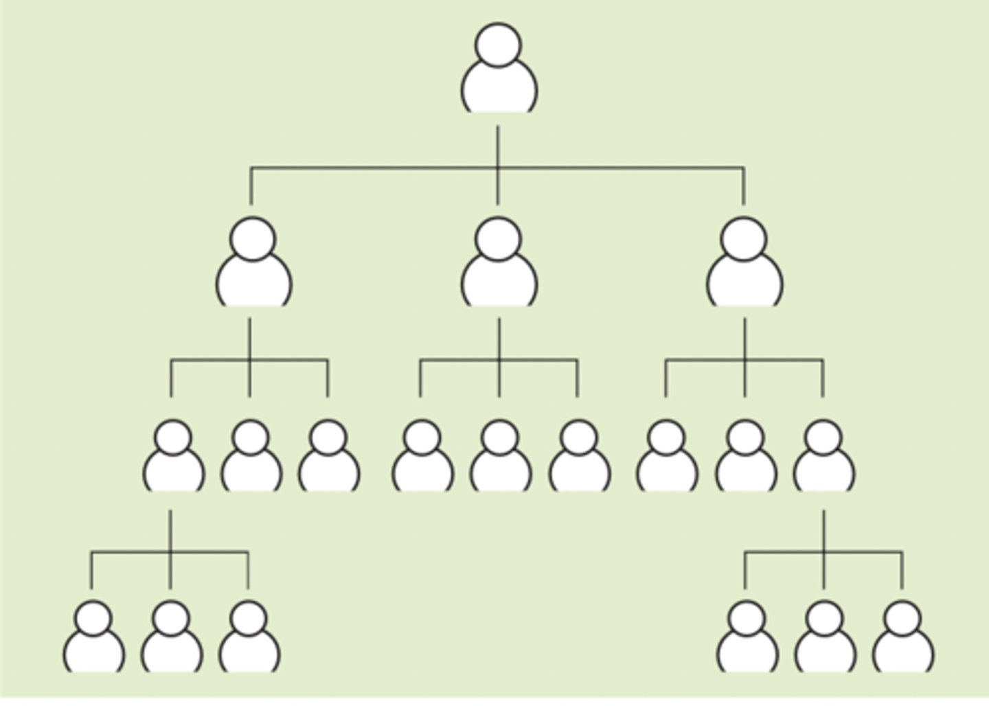 <p>one with many levels of hierarchy and, usually, narrow spans of control</p>