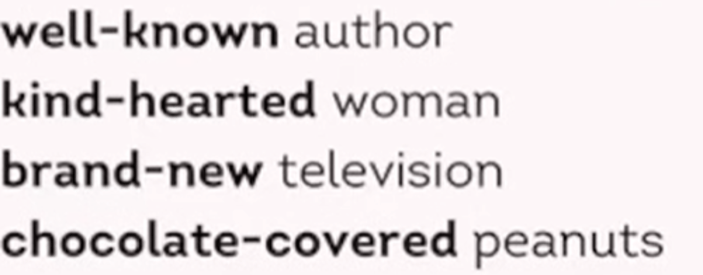 <p>Use hyphen to join two or more words that serve as a single adjective before a noun. </p>