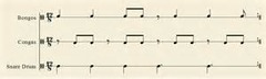 combination of contrasting rhythms; layers of rhythms/instruments