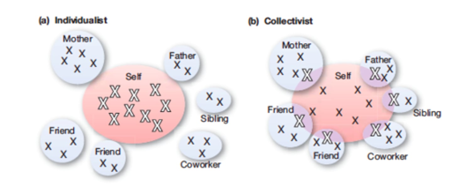 <p>Western cultures: Independent self-construals</p><p>Non-Western cultures: Interdependent self-construals</p>