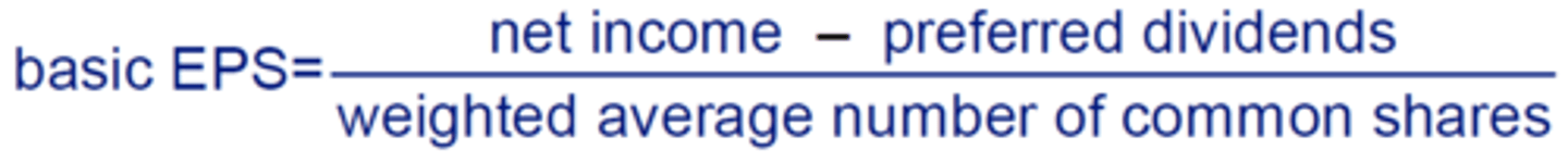 <p>Basic EPS is the amount of income available to common shareholders divided by the weighted average number of common shares outstanding over a period.</p><p>The amount of income available to common shareholders is the amount of net income remaining after preferred dividends (if any) have been paid.</p><p>For weighted average of common shares outstanding, must multiply the values by the proportion of the period (if shares are issued on April 1, multiple number of shares by 9/12).</p>